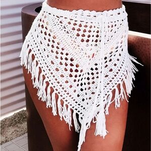2pc Crochet swim cover skirt and top